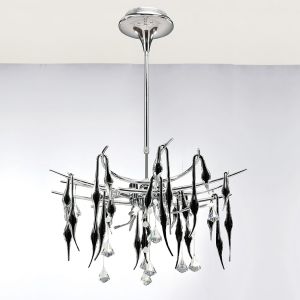 Cygnet 70cm Pendant 11 Light G4 Polished Chrome/Black Glass/Crystal, NOT LED/CFL Compatible