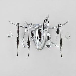 Cygnet Wall Lamp 3 Light G4 Polished Chrome/Black Glass/Crystal, NOT LED/CFL Compatible