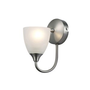 Cooper Wall Lamp 1 Light E14 Satin Nickel/Opal Glass