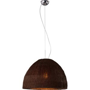 Domo 60cm Pendant 3 Light E27 Polished Chrome/Coffee Fabric Shade