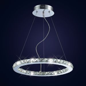 Galaxy 47cm Pendant Round Small 27W LED 6000K Polished Chrome/Crystal