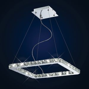 Galaxy Pendant Square Small 24W LED 6000K Polished Chrome/Crystal