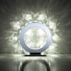 Galaxy  Crystal Round Table Lamp, 10W LED 6000K Polished Chrome