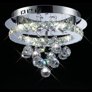 Galaxy 34cm Flush Ceiling Round 16W LED 6000K Polished Chrome/Crystal