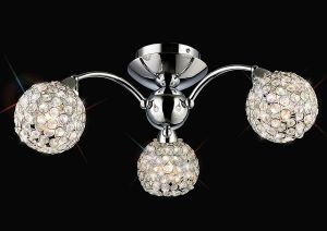 Escado 42cm Ceiling 3 Light E14 Polished Chrome/Crystal