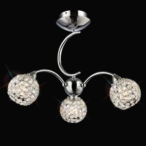 Escado 56cm Semi Flush 3 Light E14 Polished Chrome/Crystal