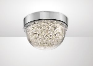 Harper Small Flush Ceiling 6W 500lm LED 4000K Polished Chrome/Crystal, 3yrs Warranty