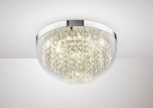 Harper 30cm Medium Flush Ceiling 12W 950lm LED 4000K Polished Chrome/Crystal, 3yrs Warranty