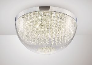 Harper 40cm Large Flush Ceiling 21W 1600lm LED 4000K Polished Chrome/Crystal, 3yrs Warranty