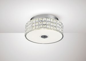 Hawthorne 28cm Round Flush Ceiling 18W 1050lm LED 4000K Polished Chrome/Silver/Crystal, 3yrs Warranty
