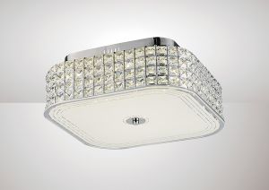 Hawthorne Square Flush Ceiling 30W 1450lm LED 4000K Polished Chrome/Silver/Crystal, 3yrs Warranty