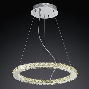 Galaxy 47cm Pendant Round Small 27W LED 4000K Polished Chrome/Crystal