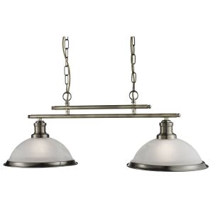 Bistro - 2 Light Ceiling Bar, Antique Brass, Marble Glass