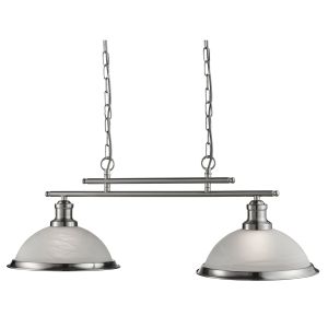 Bistro - 2 Light Ceiling Bar, Satin Silver, Marble Glass