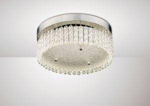 Aiden Small Round Flush Ceiling 18W 1600lm LED 4200K Polished Chrome/Glass, 3yrs Warranty