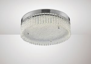 Aiden 40cm Large Round Flush Ceiling 21W 1900lm LED 4200K Polished Chrome/Glass, 3yrs Warranty