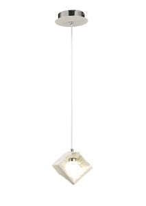 Salvio 16.5cm Ceramic Square Sculpture Pendant 1 x 3W LED 4200K Chrome/White, 3yrs Warranty