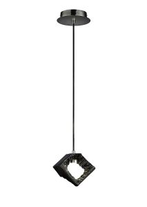 Salvio 16.5cm Ceramic Square Sculpture Pendant 1 x 3W LED 4200K Chrome/Black, 3yrs Warranty