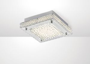 Amelia Square Flush Ceiling 12W 900lm LED 4200K Stainless Steel/Crystal, 3yrs Warranty