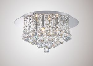 Dahlia Flush Ceiling, 35cm Round, 4 Light G9 Polished Chrome/Crystal