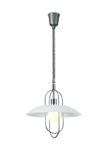 Riva Rise & Fall Pendant 1 Light E27, Polished Chrome/Opal White Glass Shade