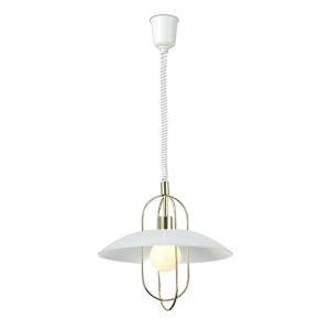 Riva Rise & Fall Pendant 1 Light E27, Polished Brass/Opal White Glass Shade