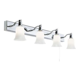 Belvue Bathroom - IP44 (G9 LED) 4 Light Wht Shade Wall Light Bar