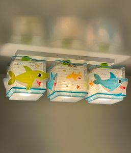 LITTLE SHARK Childrens 3 Light Ceiling Lamp 3xE27