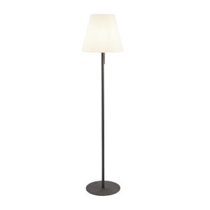 LED Outdoor Floor Lamp, Dark Grey, White Pc Tapered Shade