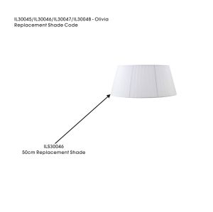 Olivia Organza Pendant Shade White For IL30045/46/47/48, 500mmx195mm