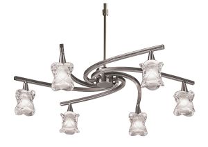 Rosa Del Desierto Telescopic Pendant Convertible To Semi Flush 6 Light G9, Satin Nickel