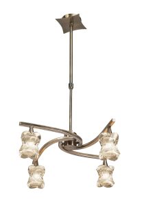 Rosa 48cm Del Desierto Telescopic Pendant Convertible To Semi Flush 4 Light G9, Antique Brass