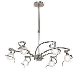 Dali 70cm Telescopic Pendant Convertible To Semi Flush 6 Light G9, Polished Chrome