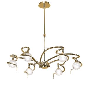 Dali Telescopic Pendant Convertible To Semi Flush 6 Light G9, Polished Brass