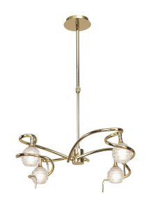 Dali Telescopic Pendant Convertible To Semi Flush 4 Light G9, Polished Brass