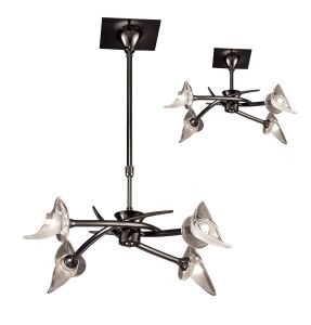 Flavia Telescopic Pendant Convertible To Semi Flush Round 4 Light G9, Black Chrome