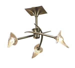 Flavia Semi Flush Round 3 Light G9, Antique Brass