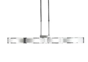Duna E27 Linear Pendant 4 Light E27 Bar, Polished Chrome, White Acrylic, CFL Lamps INCLUDED