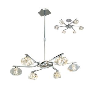 Alfa 63cm Telescopic Convertible To Semi Flush 6 Light G9, Polished Chrome