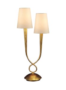 Paola Table Lamp 2 Light E14, Gold Painted With Cmozarella Shades (3546)