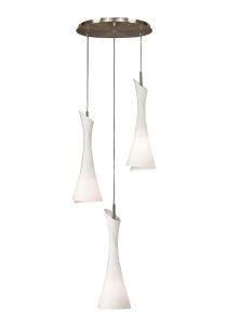 Zack Pendant 3 Light E27 Round, Satin Nickel