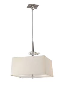 Akira Square Pendant 4 Light E27, Polished Chrome/Frosted Glass With Cream Shade