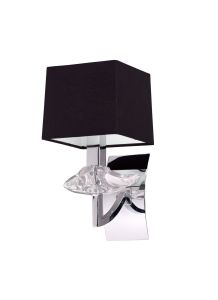 Akira Wall Lamp Switched 1 Light E14, Polished Chrome With Black Shade