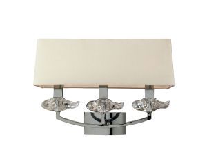 Akira Wall Lamp Switched 3 Light E14, Polished Chrome With Cream Shade