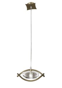 Kromo Pendant 1 Light G9, Antique Brass