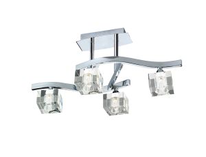 Cuadrax Square Semi Flush 4 Light G9, Polished Chrome