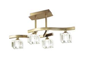 Cuadrax Square Semi Flush 4 Light G9, Antique Brass