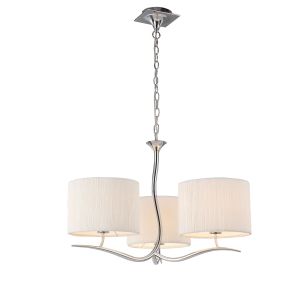 Eve 70cm Pendant 3 Light E27, Polished Chrome With White Round Shade