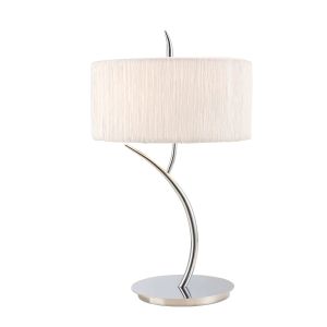 Eve Table Lamp 2 Light E27 Large, Polished Chrome With White Round Shade