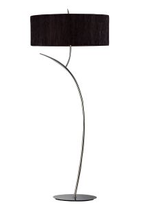 Eve Floor Lamp 2 Light E27, Polished Chrome With Black Oval Shade
